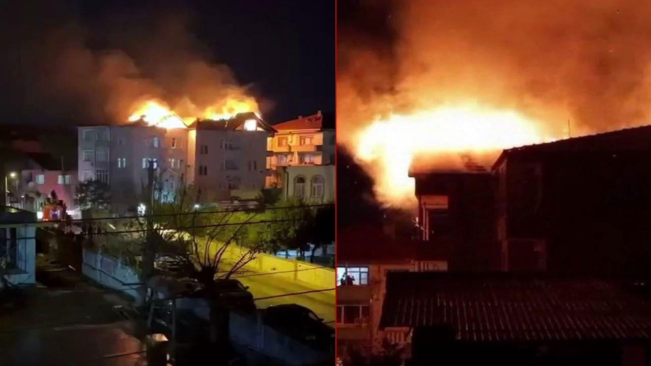 Sakarya’da çatı yangını kameraya yansıdı, alevler tüm çatıyı sardı