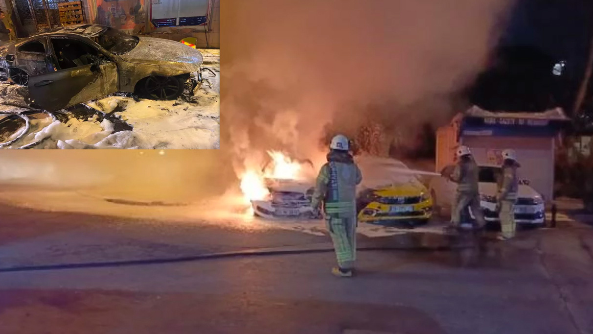 Fatih’te bir araç park halindeyken yangın çıktı.