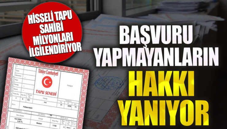 Hisseli tapu sahiplerinin milyonlarca liralık kaybı olabilir! Başvuru yapmayanlar dikkat!