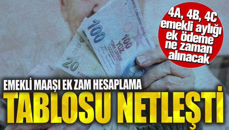 Emekli maaşı ek zam hesaplama tablosu açıklandı! 4A, 4B, 4C emeklilerinin ek ödemesi ne zaman yatacak?